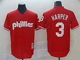Phillies 3 Bryce Harper Red Throwback Jersey,baseball caps,new era cap wholesale,wholesale hats
